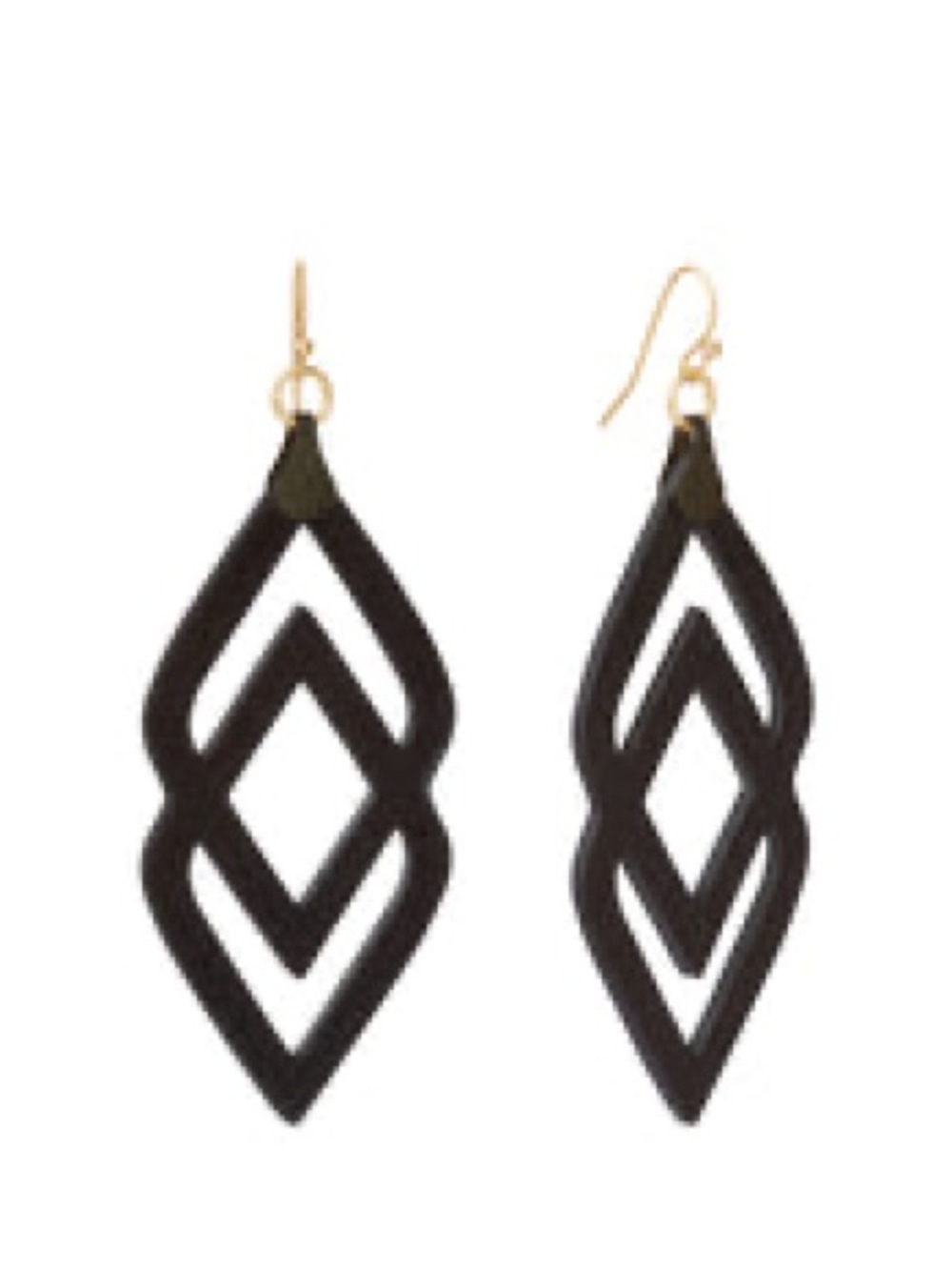 Spartina 449 Black Double-Square Geometric Drop Earrings